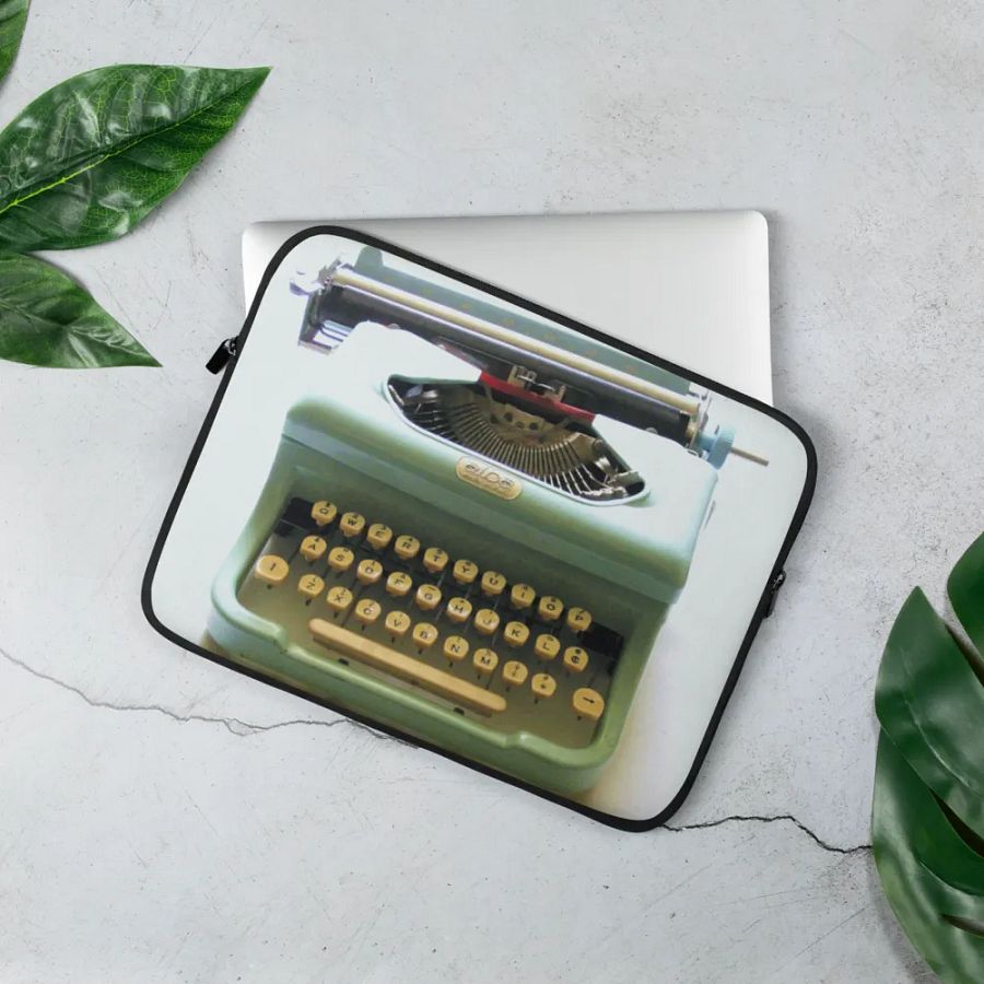 Mint Blue Typewriter Laptop Sleeve product image (3)