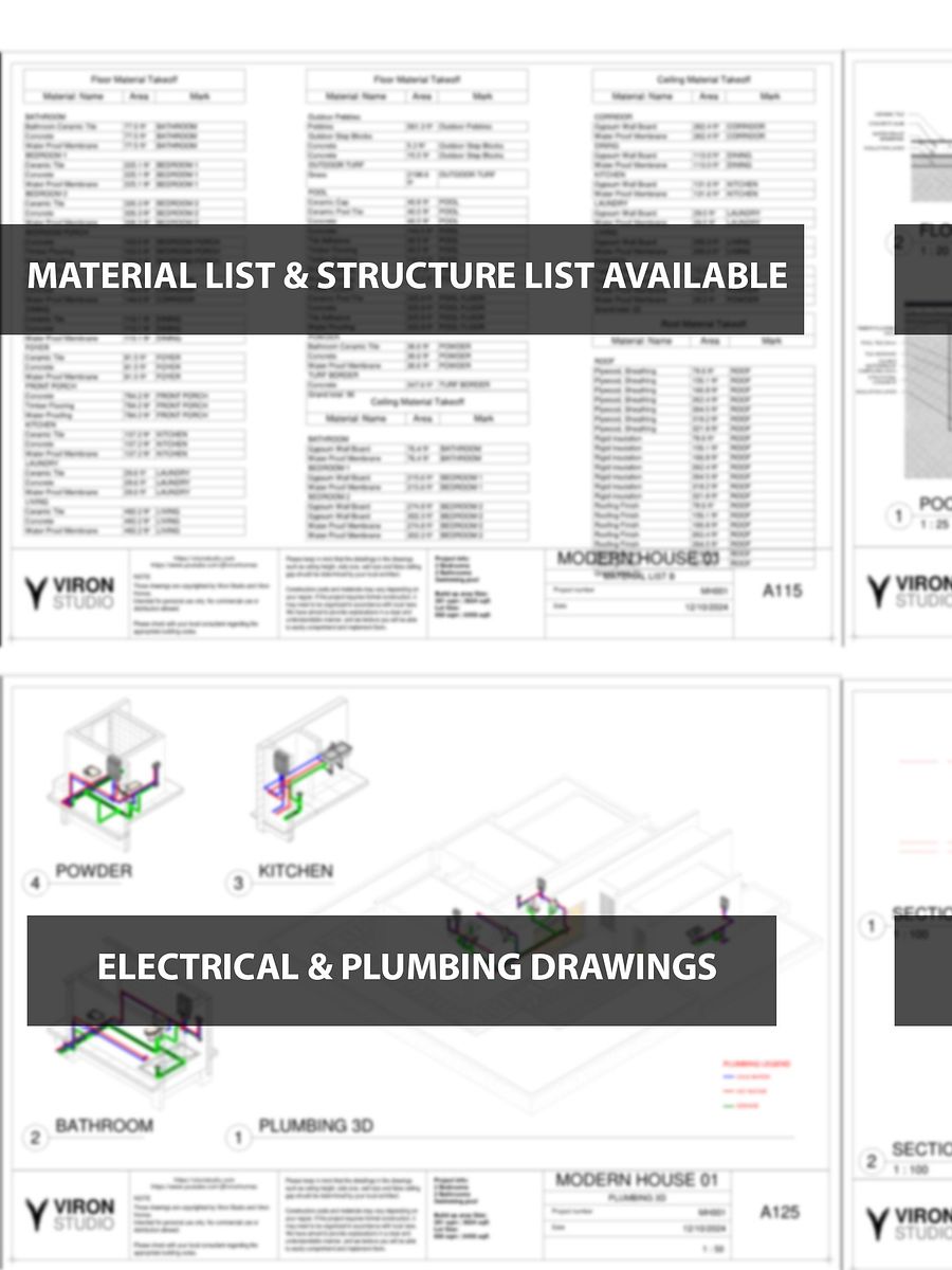Modern House 01 - DIY Plans & Blueprints - Metric and Imperial (feet) - Print and build product image (5)