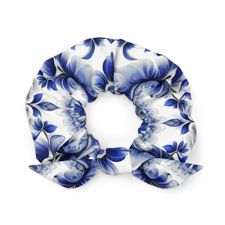 Hair Scrunchie - Blue and White Floral Pattern product image (1)