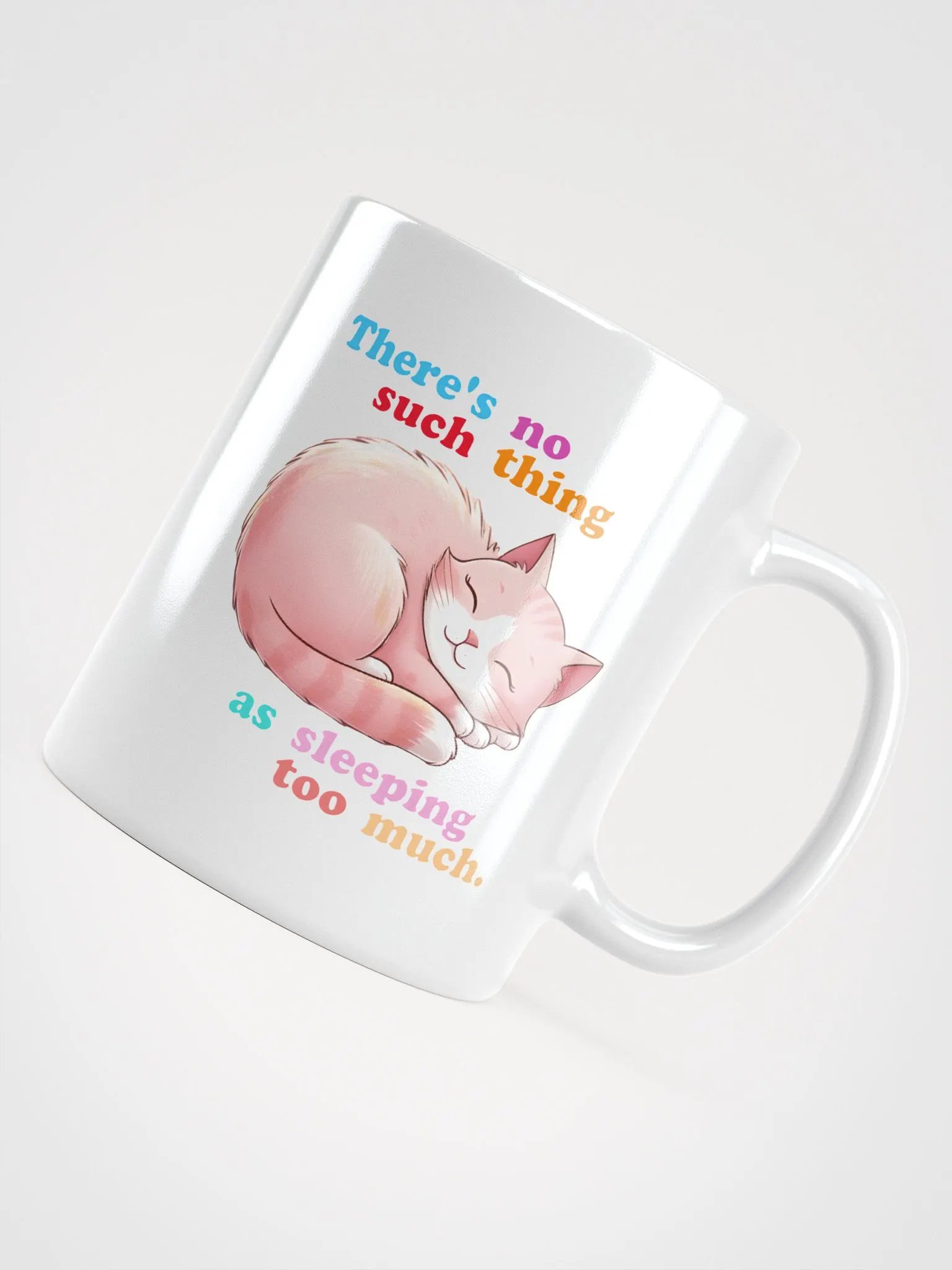 Personalized Sleeping Pink Cat White Glossy Mug product image (4)