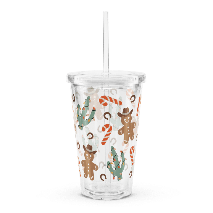 Gingerbread Man Howdy Double Wall Clear Plastic Tumbler (16 oz) product image (1)