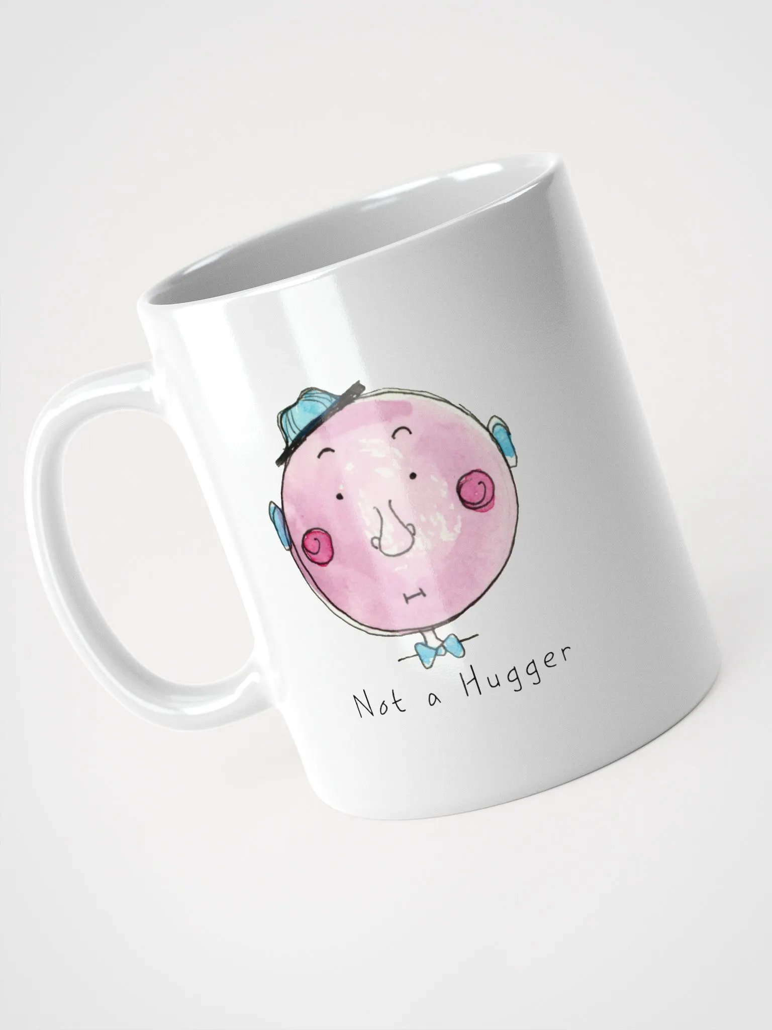 Cheeky Cartoon Faces Not a Hugger White Glossy Mug product image (3)