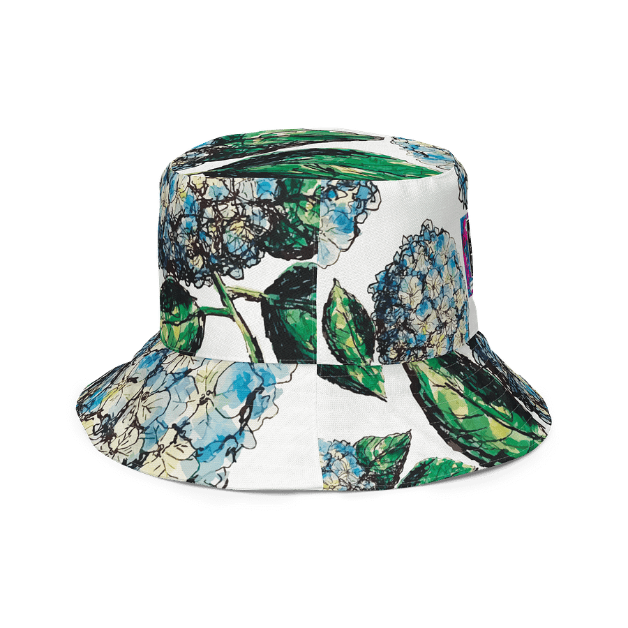Adults Unisex | Reversible Bucket Hat | Blue Hydrangea Blooms | Coastal Garden Sun Hat | by Monique Faella Designs™ product image (4)
