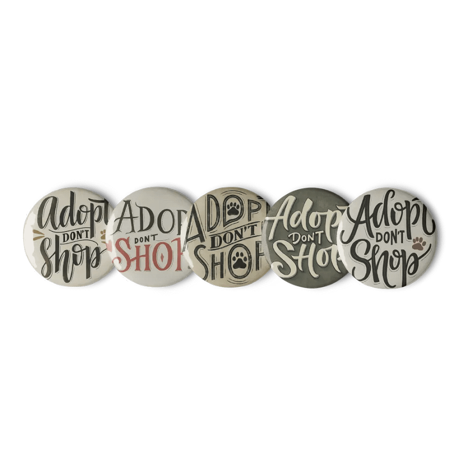 Adopt Don't Shop Retro Pin Button Set product image (1)