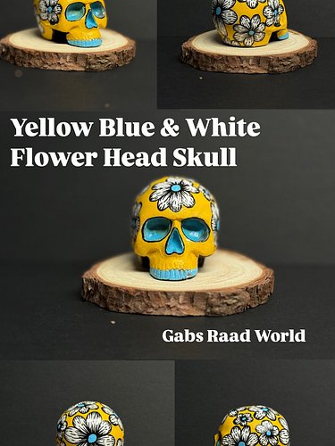 💀✨ Yellow, Blue & White Flower Head Skull
 
A bold, colorful, flower head skull from my abstract art collection 🌼 Hand painte...