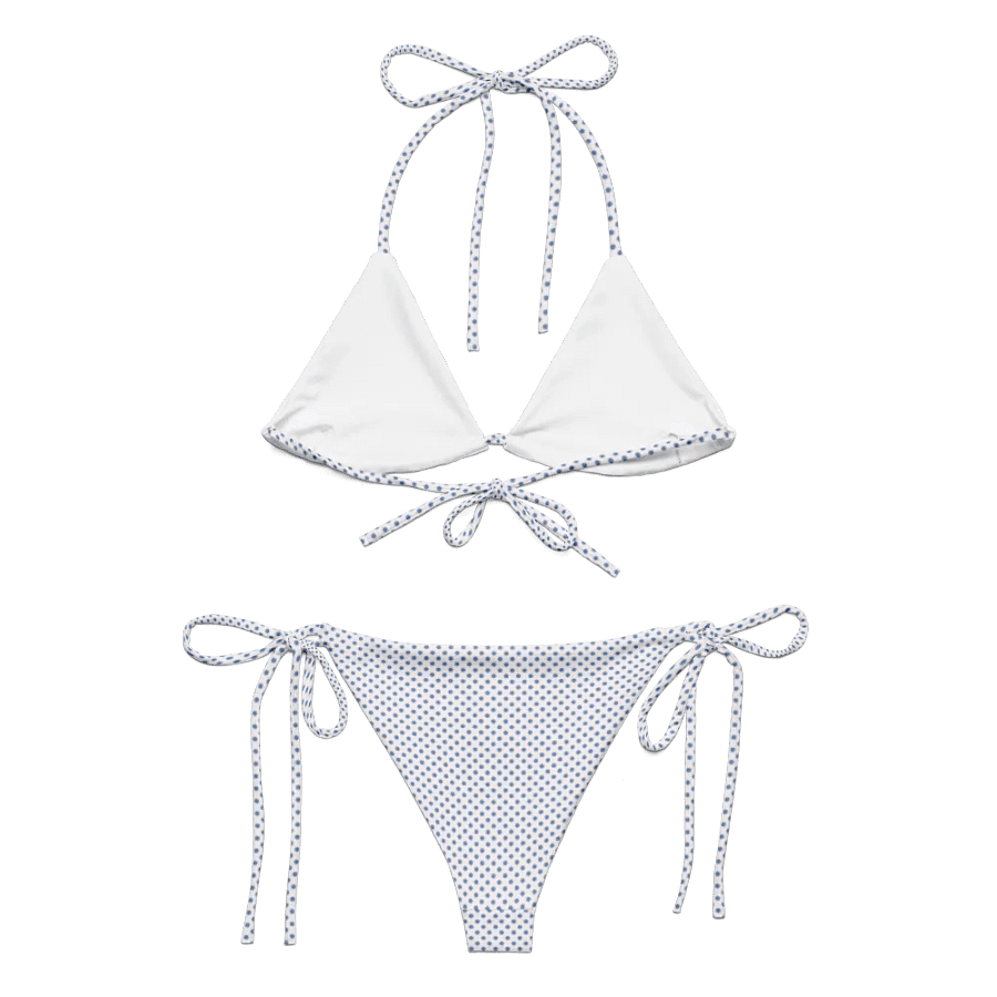 Low Rise Cheeky String Bikini With Light Blue Polka Dot Bottoms product image (6)