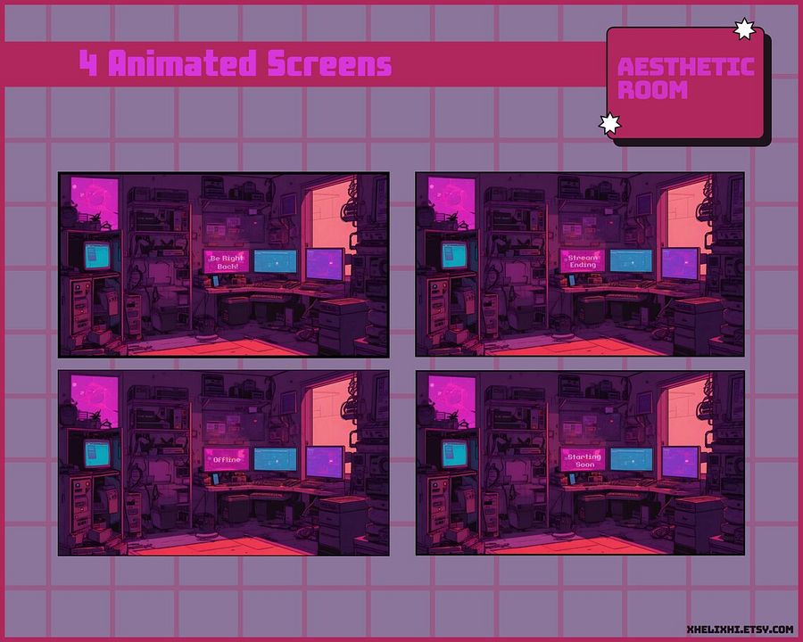 [FREE] Red and Purple STREAM OVERLAY pack, Aesthetic overlay pack, twitch overlay stream package, Stream overlay pack, Animated twitch overlays product image (3)