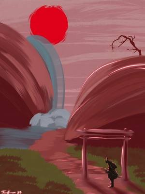 Samurai digital painting! #ipad #digitalart #samurai #bloodmoon #digitalpainting #waterfall #epic #fyp