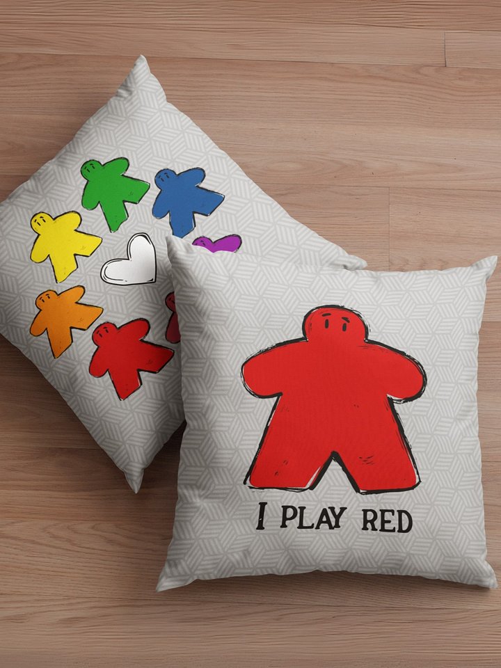 I Play Red Meeple Rainbow Pillow product image (1)