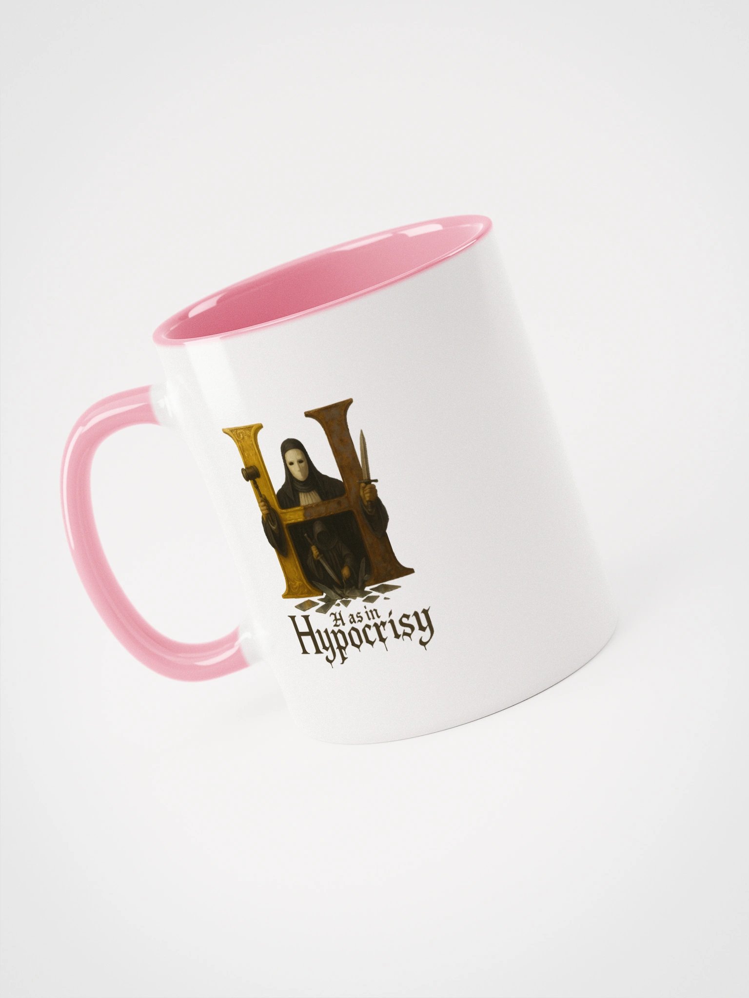H as in hypocrisy ceramic mug with color inside by dark alphabet product image (3)