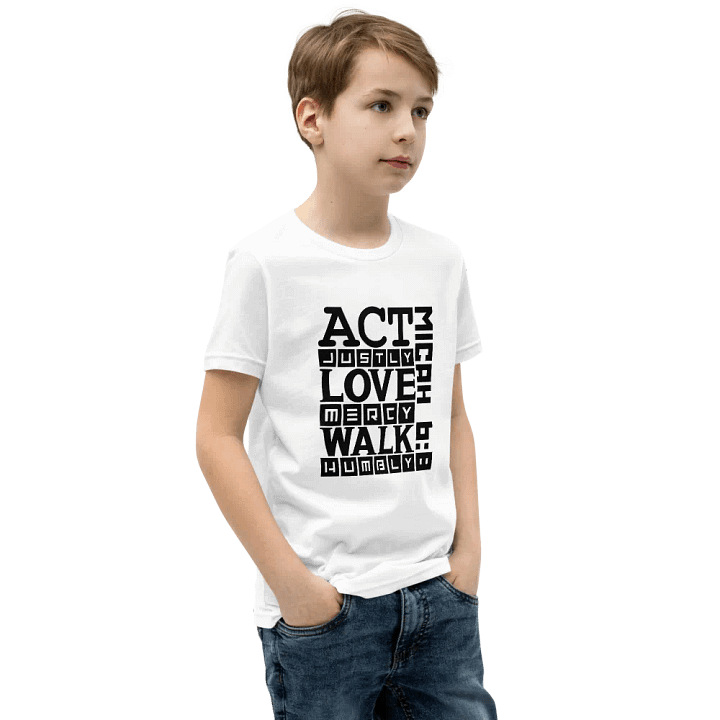'Act Justly' Micah 6:8 Youth Short Sleeve Unisex T-Shirt product image (5)