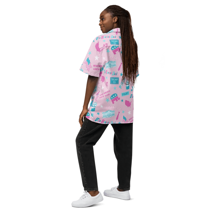 Trump 2024 Republican Pink Pattern Unisex Hawaiian Shirt - Patriot Trump Supporter Make America Great Again product image (12)