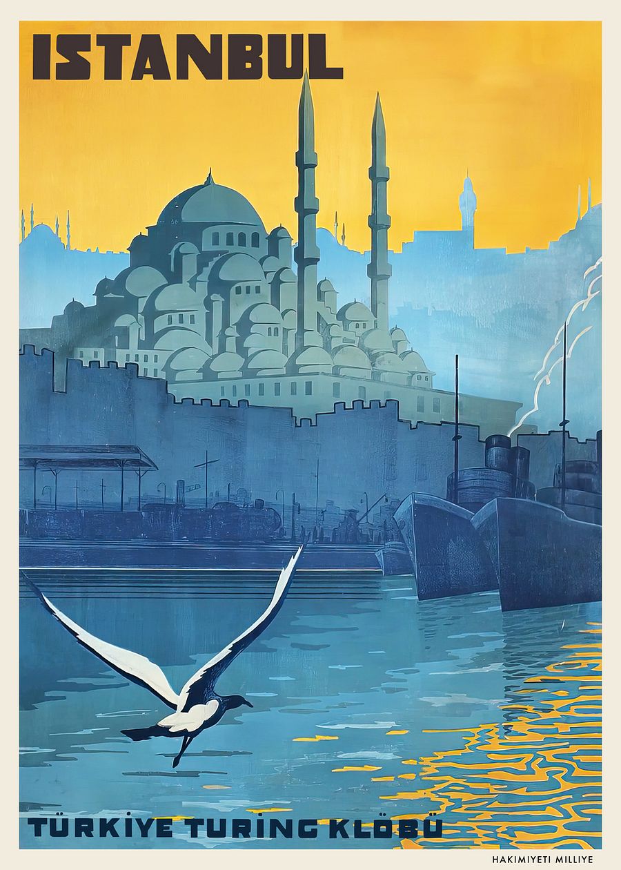 Istanbul, Turkey, 1928 (Türkiye Turing Klöbü) — retro travel poster product image (3)