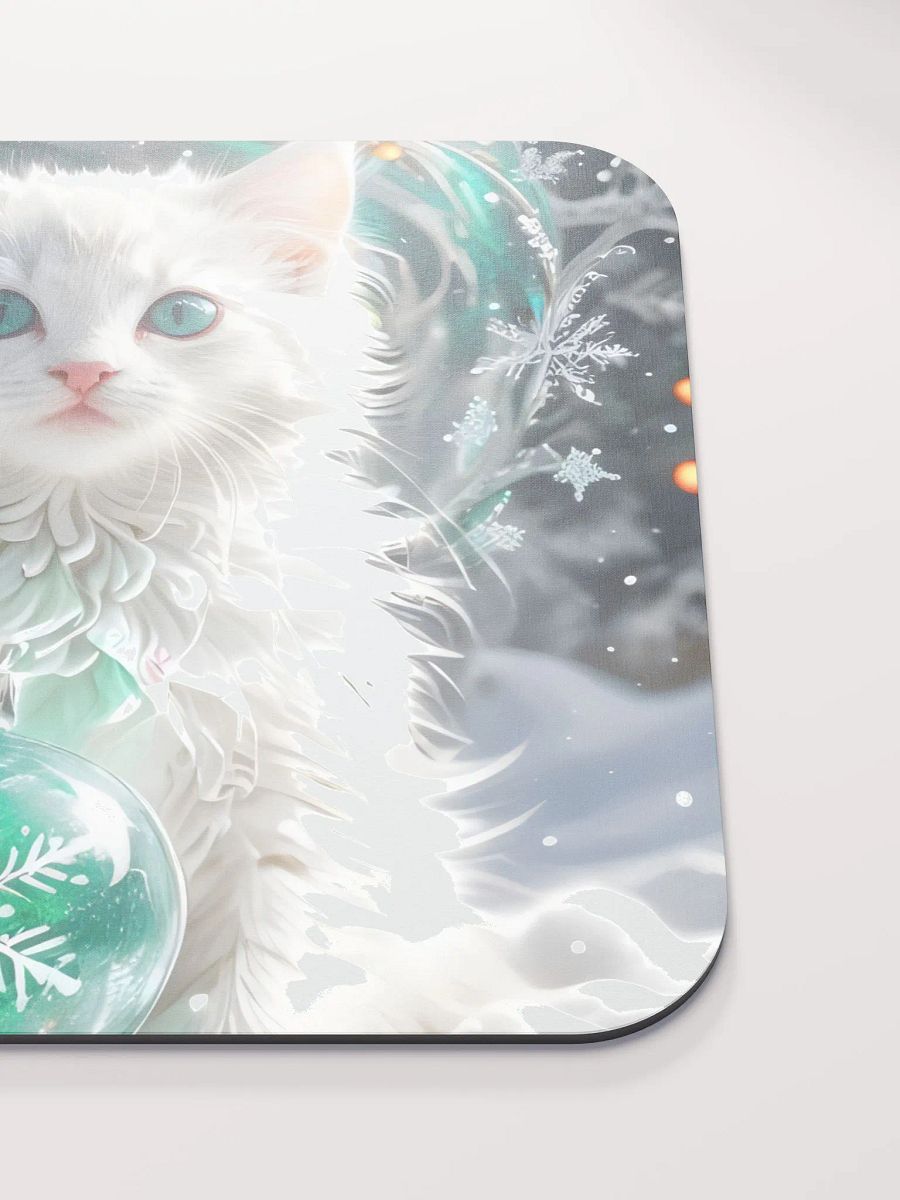 White Kitten with Snowflake Ornament Mouse Pad product image (6)
