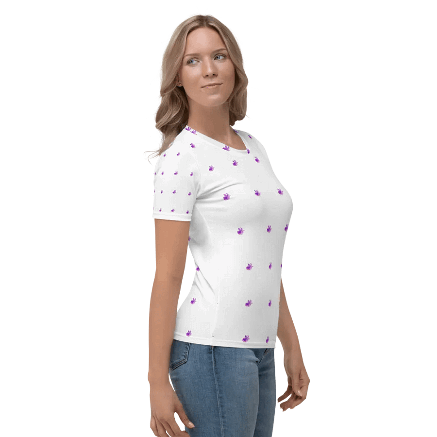All over print top in magenta and blue on white design product image (12)