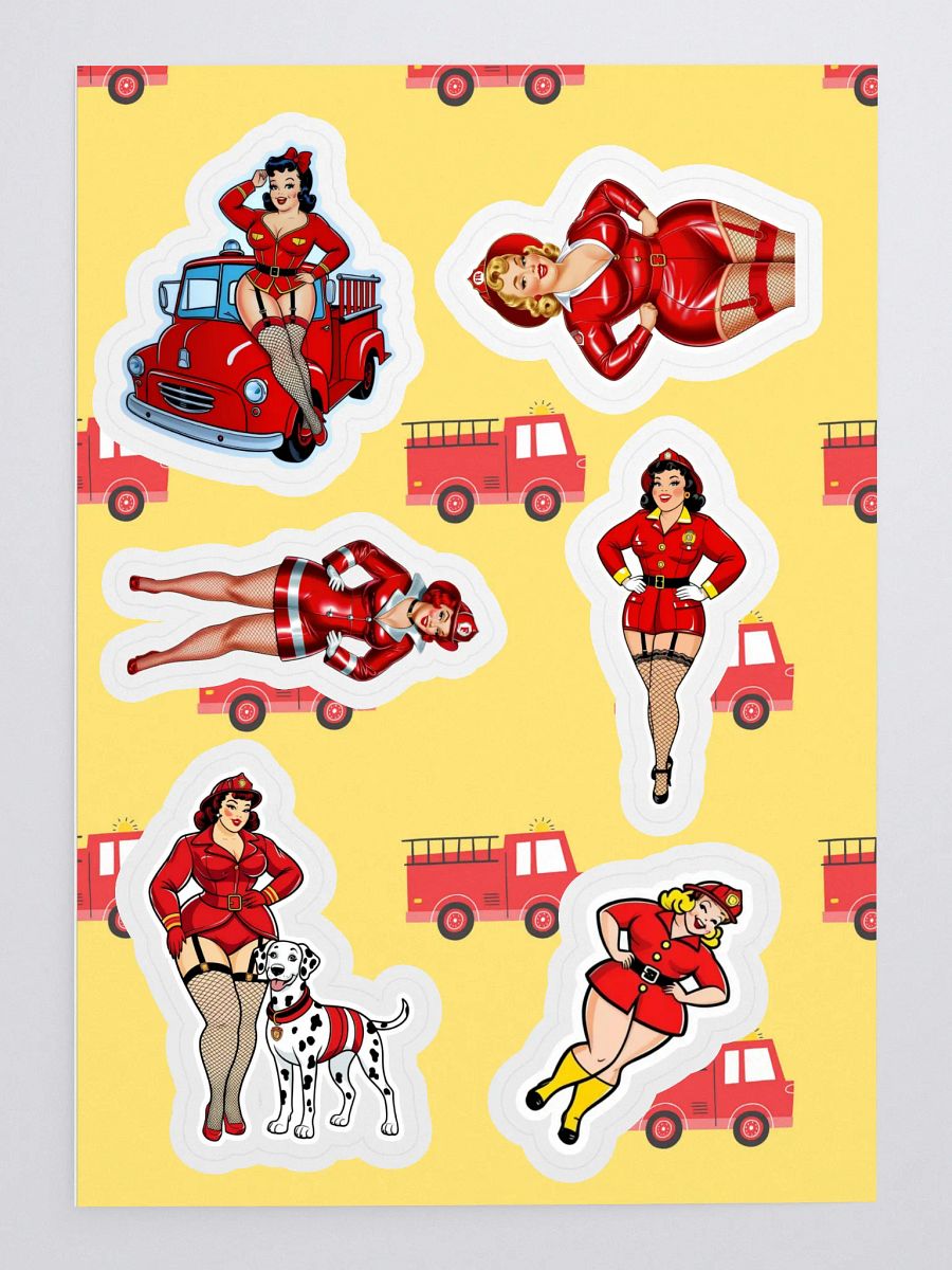 Vintage Firefighter Pin-Up Sticker Sheet product image (3)