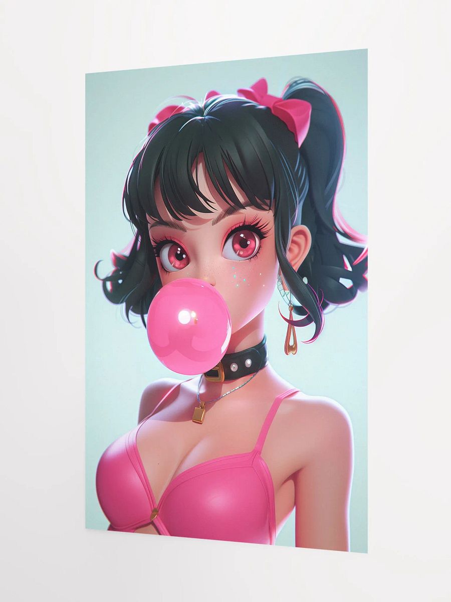 Bubblegum Bliss: Anime-Inspired Pop Art Girl Blowing Bubble Poster product image (3)