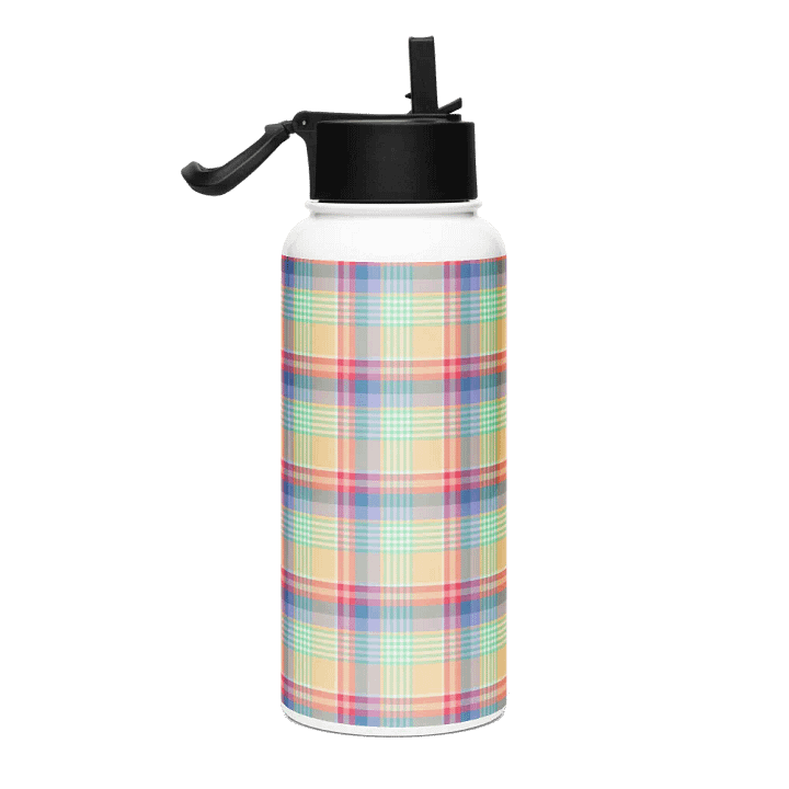 Bright Pastel Plaid Water Bottle product image (1)