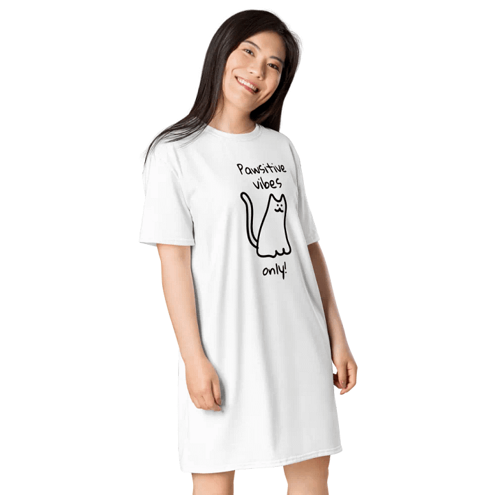 'Pawsitive Vibes Only' Kitty T-Shirt Dress product image (2)