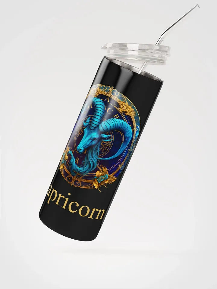 Deep Blue & Gold Capricorn Zodiac Stainless Steel Tumbler: Savor Zodiac Luxury product image (2)