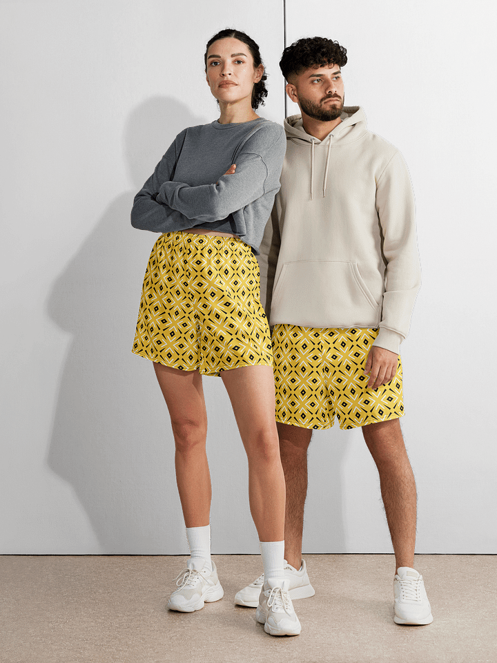 Lemon Lattice Geometric Athletic Long Shorts product image (1)
