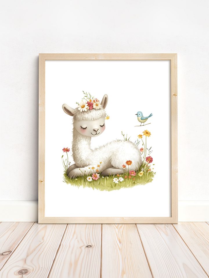 Sleeping Llama Farmhouse Nursery Print product image (1)
