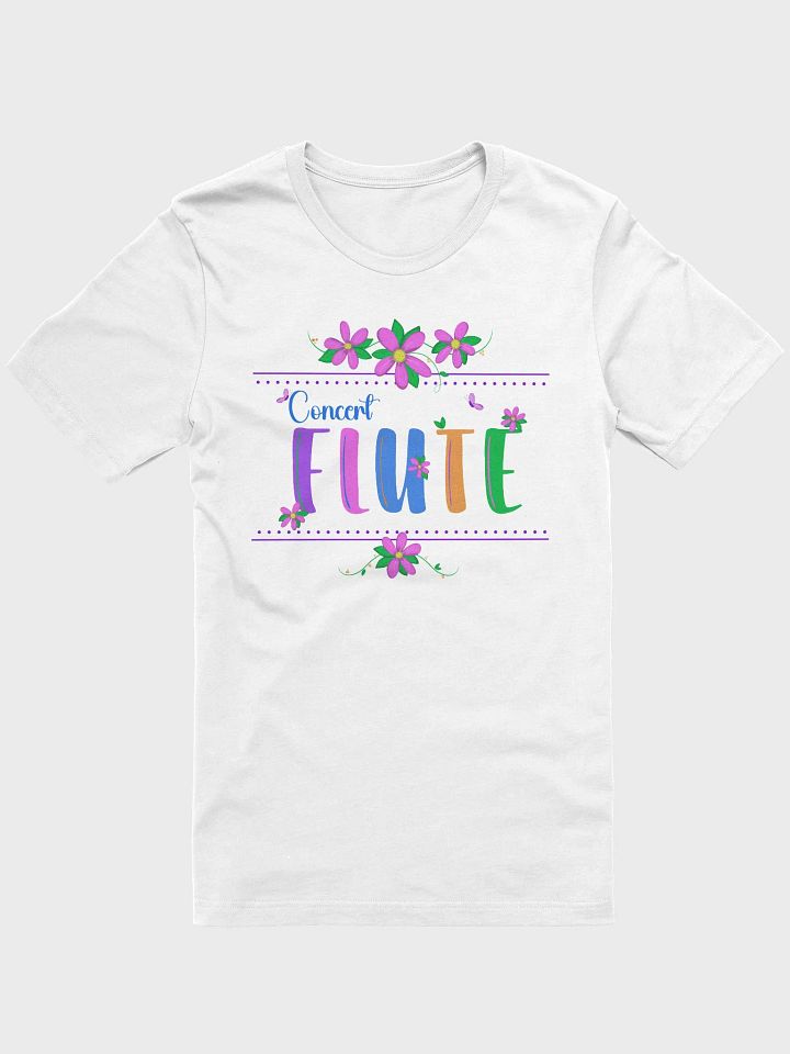 Unisex Fit - Floral Flute T-Shirt - Blue Concert Flute Letters product image (1)