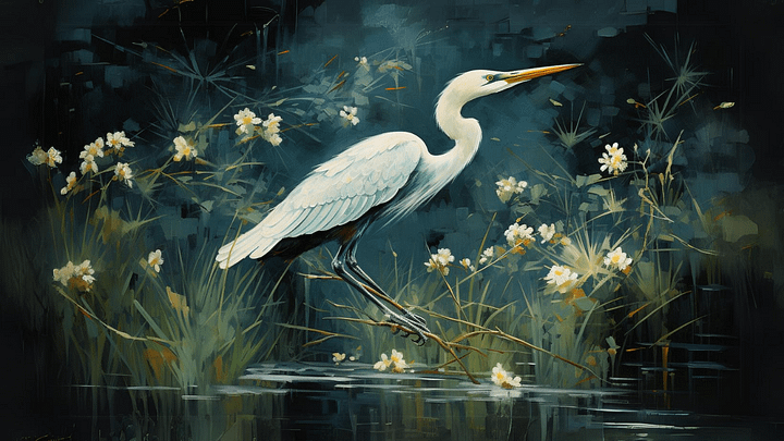 Vintage Egret in Flight Frame TV Art - No frame, Digital Download product image (1)