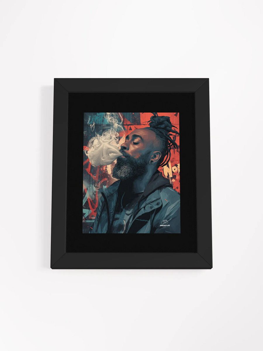 Stoner Wall Art – Black Man with Locs Smoking Weed – Framed Poster product image (3)