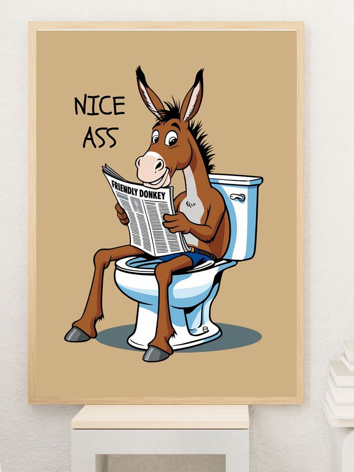 Donkey On Toilet Bathroom Downloadable Wall Art product image (1)