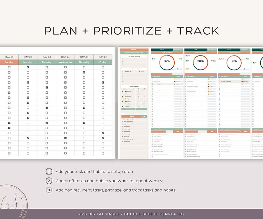 Recurring Task Manager, Google Sheets Template, Dynamic Monthly Calendar product image (7)