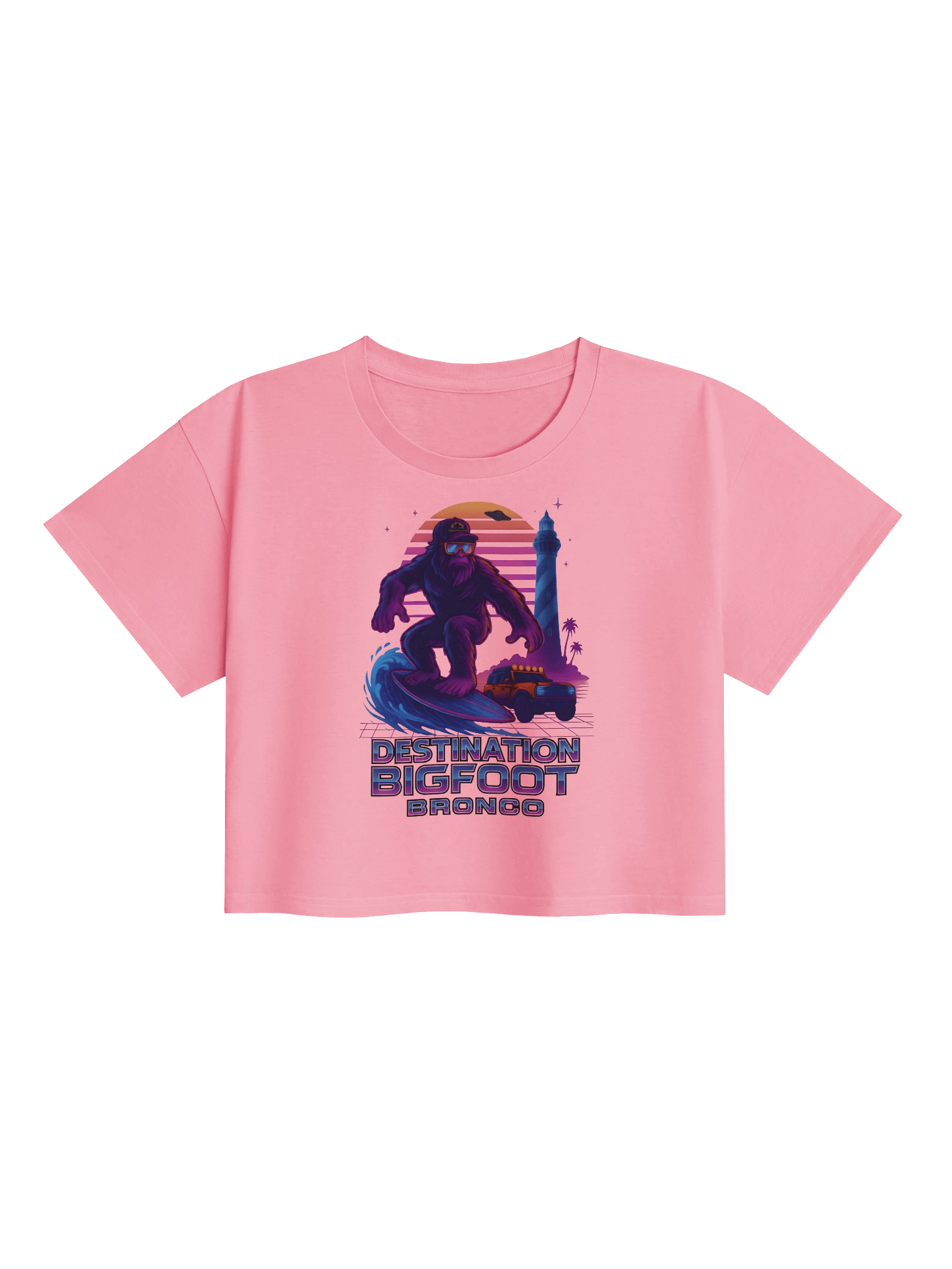 Destination Bigfoot Bronco Synthwave Women's Crop Top (Multiple Colors Available) product image (5)