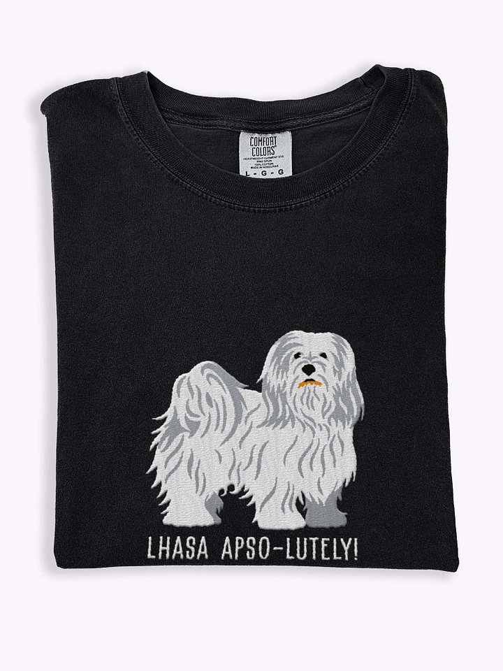 Lhasa Apso-lutely T-Shirt(Embroidered) of a Lhasa Apso(White) product image (1)