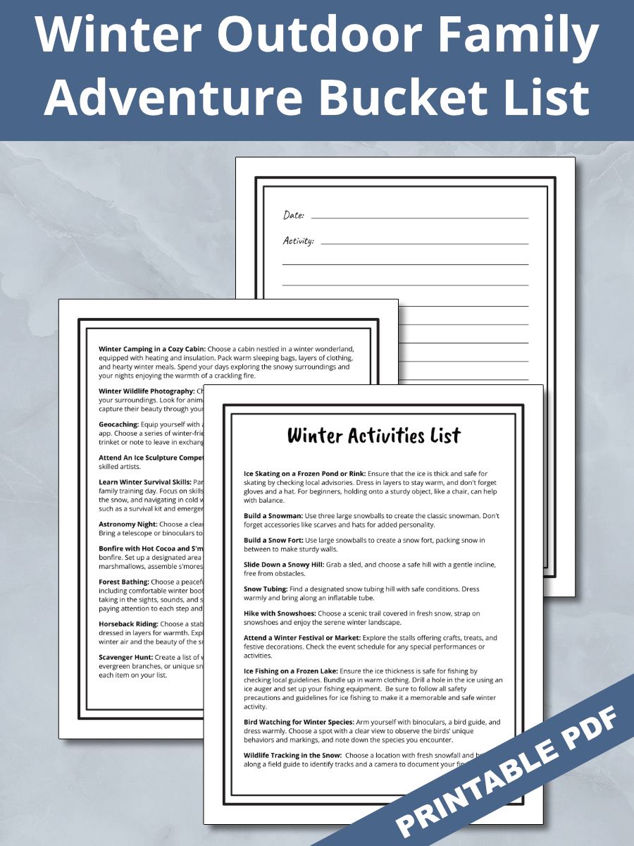 Printable Outdoor Adventures Family Bucket List & Activity Log Pages product image (5)