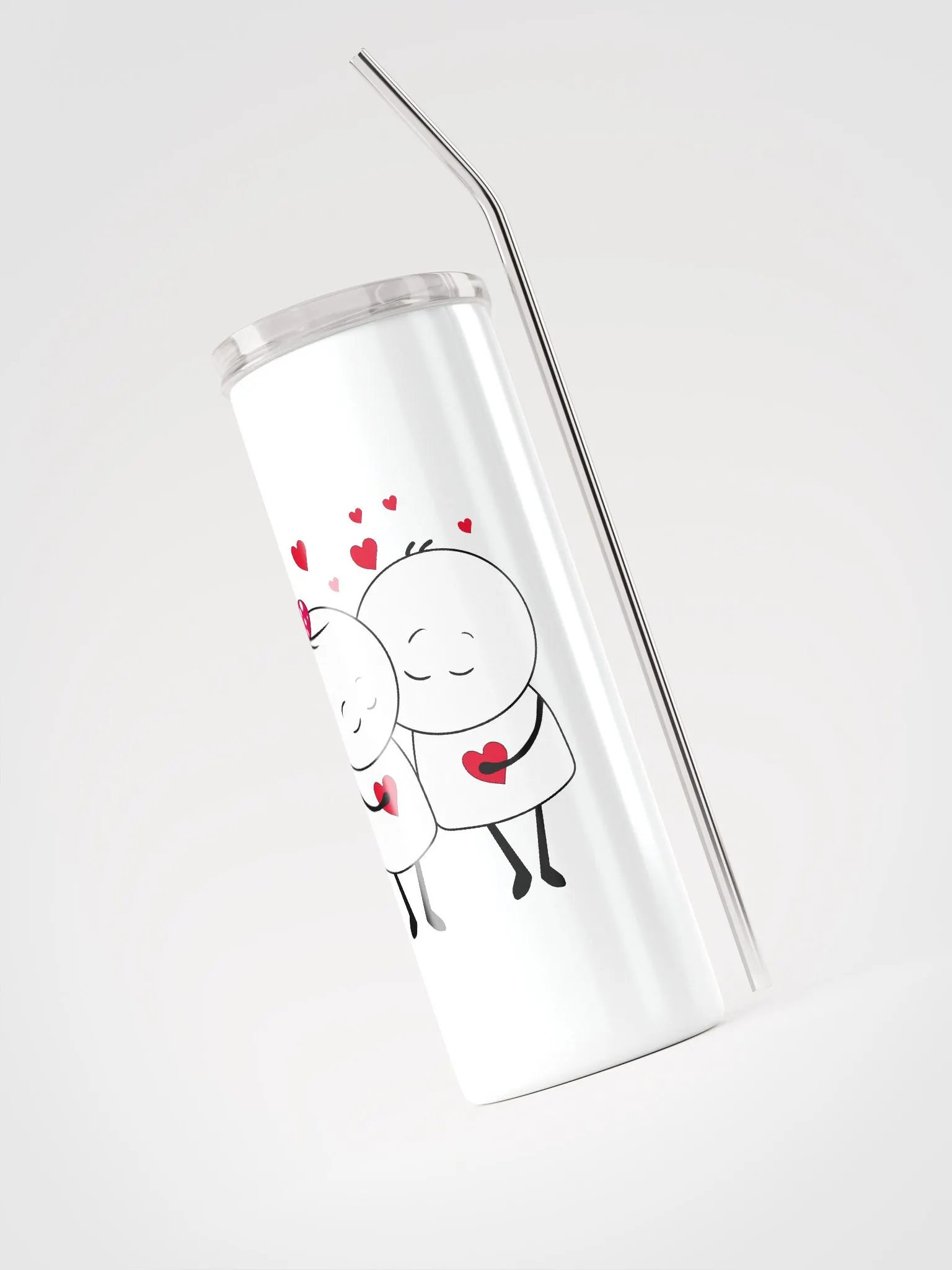 Romantic Couple White Stainless Steel Tumbler: Valentine's Day Delight product image (3)
