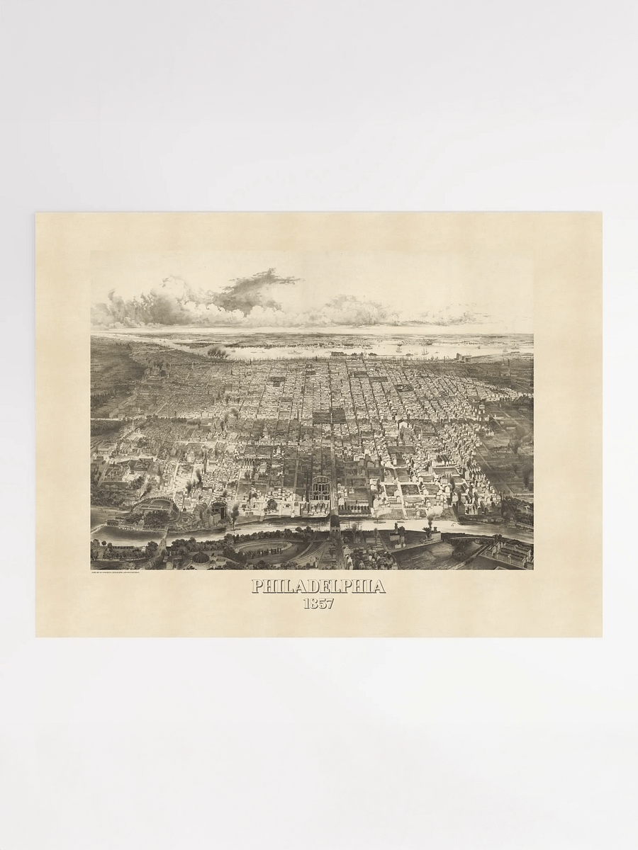 Philadelphia 1857 Poster Print – Hand-Drawn Historic City Map (Unframed) product image (1)