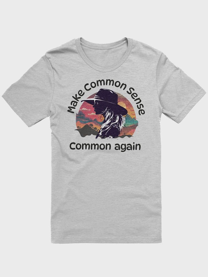 conservative tee with graphic cowgirl common sense message product image (1)