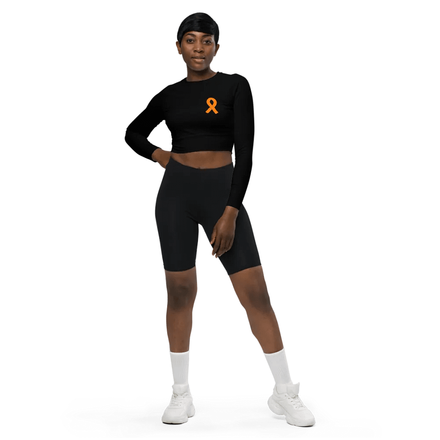 Recycled Long Sleeve Crop Top - Black - Cancer Awareness Orange Ribbon product image (11)