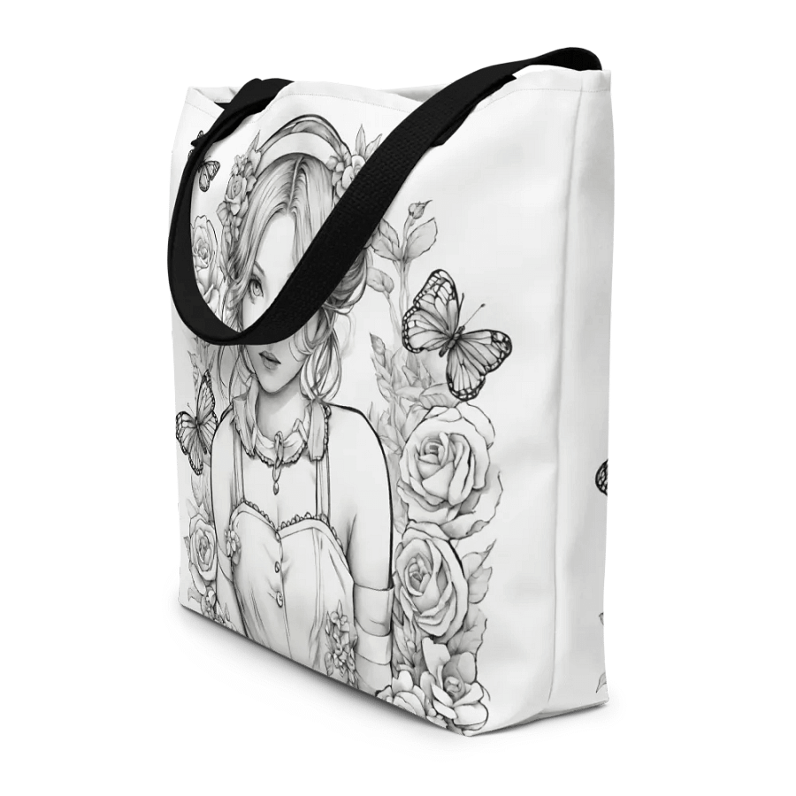 Monochrome Girl, Roses and Butterflies Design Tote Bag product image (3)