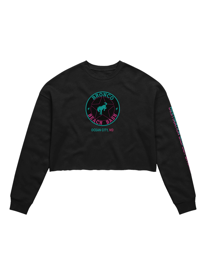 2025 Bronco Beach Bash Ocean City / Destination Bigfoot Bronco Collab | Bella+Canvas Women's Fleece Crop Sweatshirt (Multiple Colors Available) product image (1)