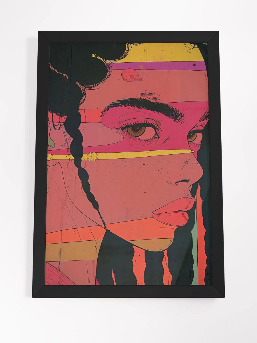 Rebel Hues: Pop Art Framed Poster of a Fierce Teenager product image (4)