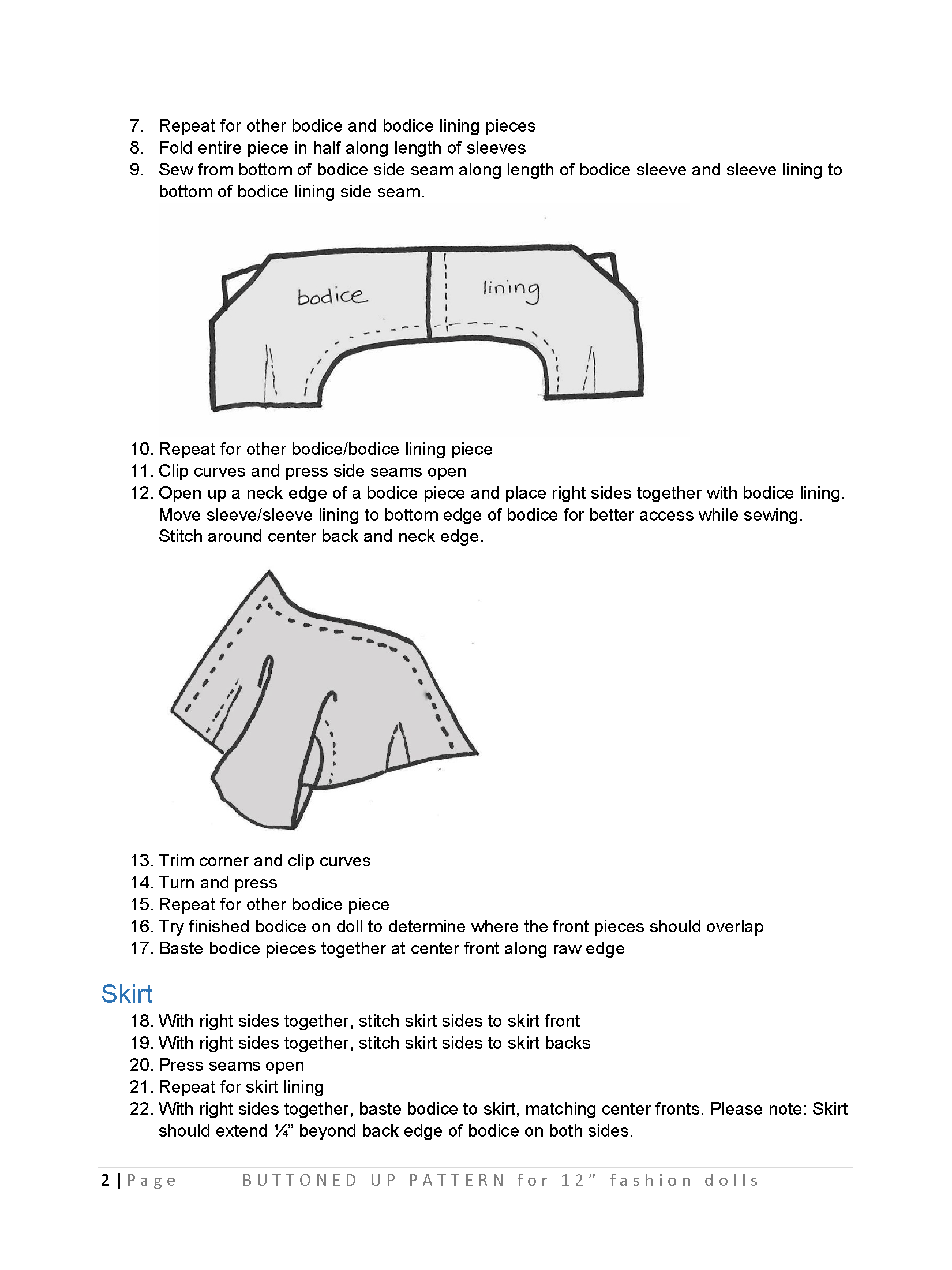 Buttoned Up sewing pattern for 12" fashion dolls product image (3)