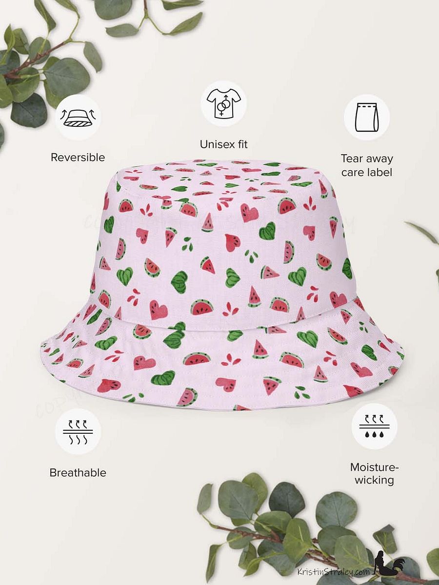 Watermelon Splash Reversible Bucket Hat Pink and Mint product image (6)