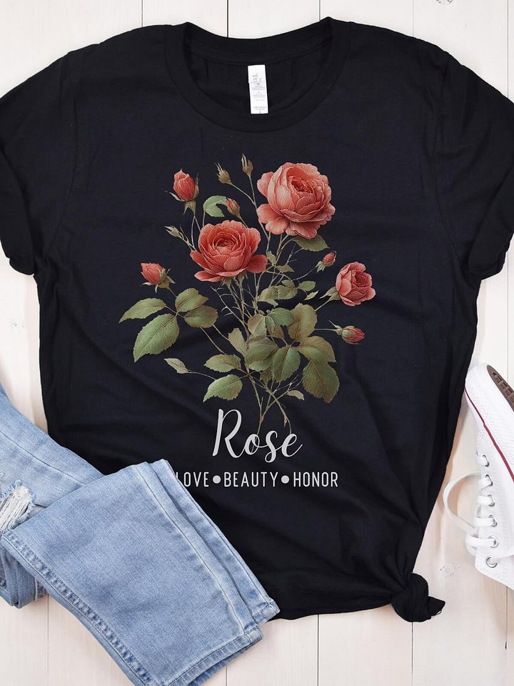 Rose Birth Month Flower Tee For June: Reflecting Love, Beauty, Honor: Perfect Gift For Her product image (2)