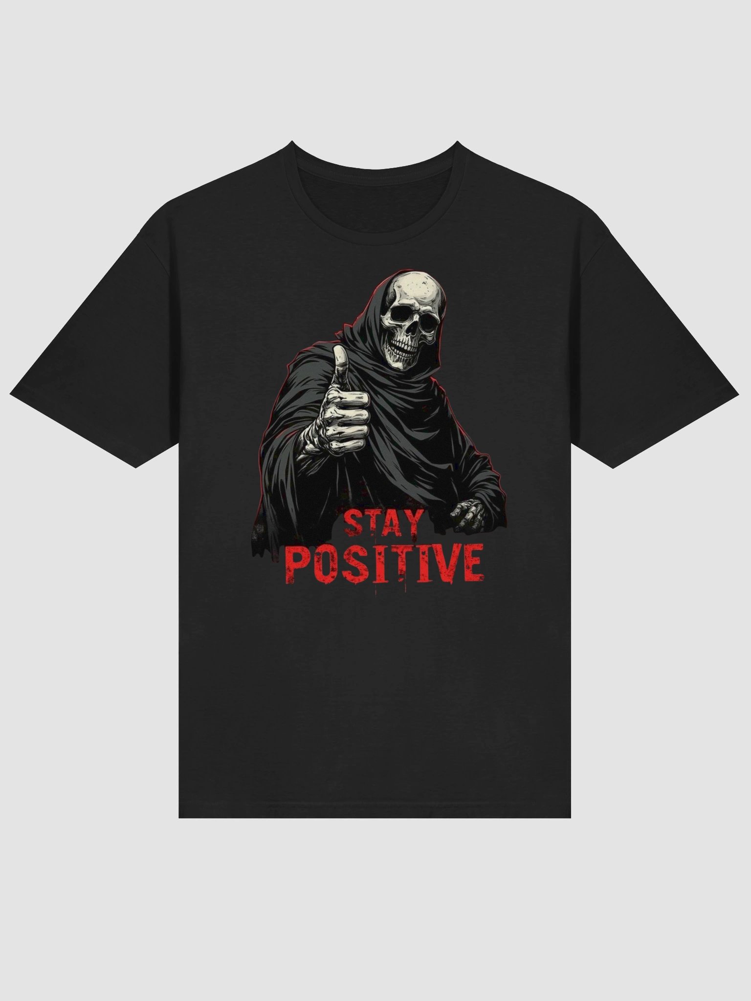 Stay Positive T-Shirt - Funny Grim Reaper Thumbs Up product image (1)