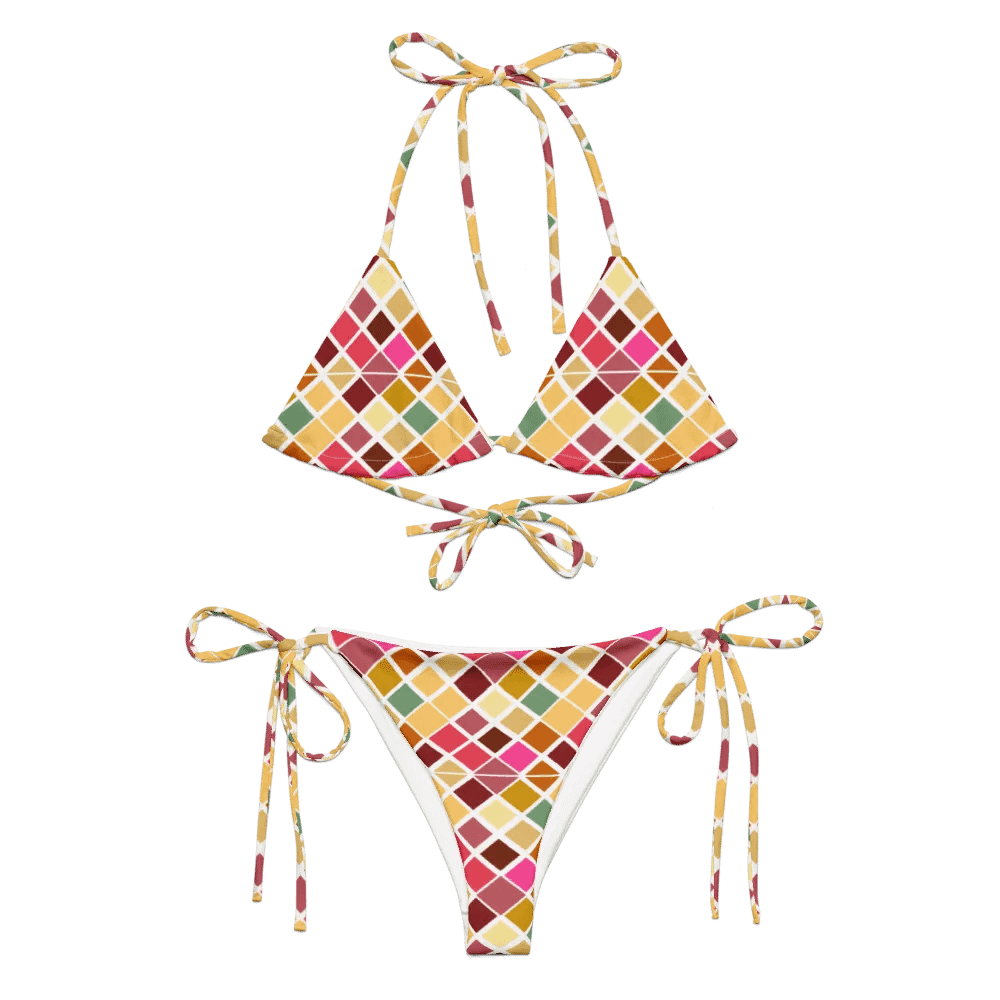 Colorful Square Pattern Design String Bikini - v5 product image (2)