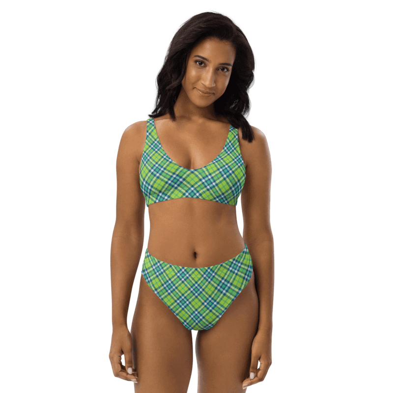 Lime Green and Turquoise Plaid Bikini product image (1)