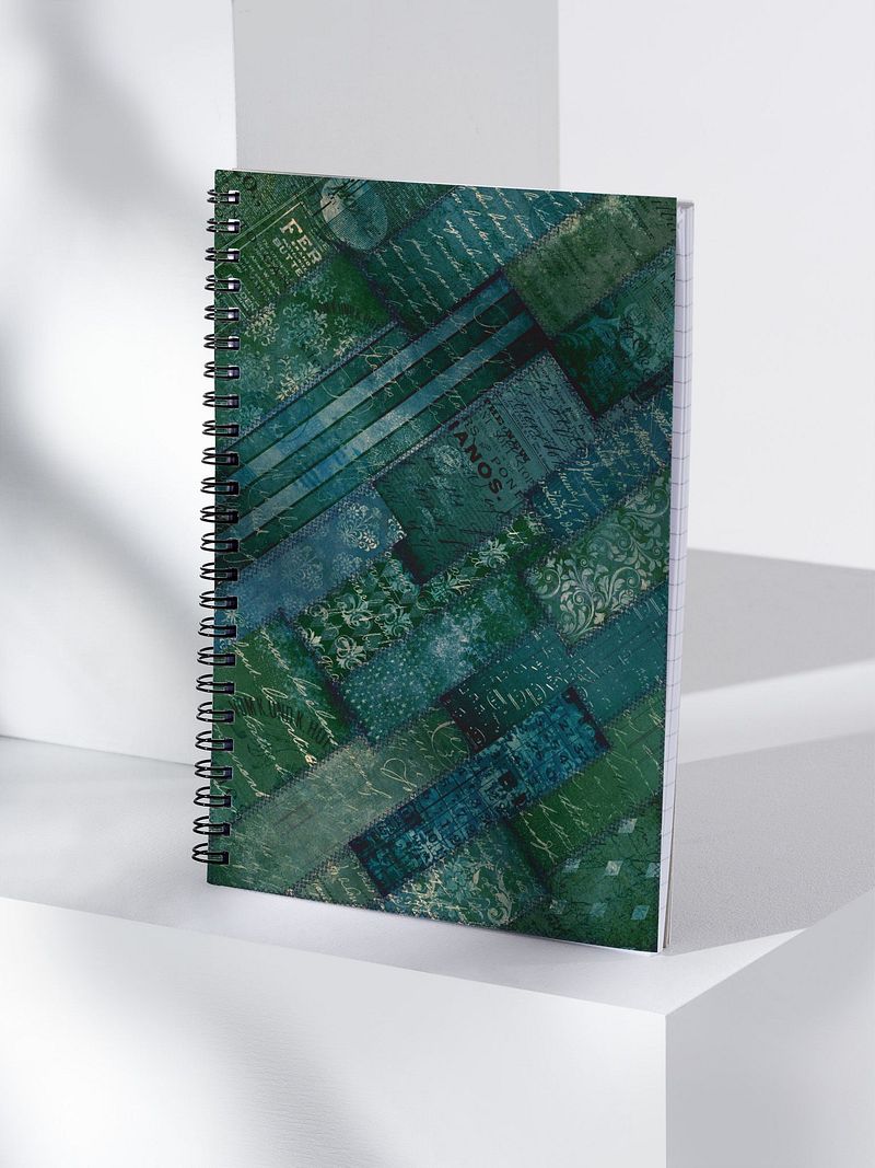 Vintage Deep Green Blue Script Notebook