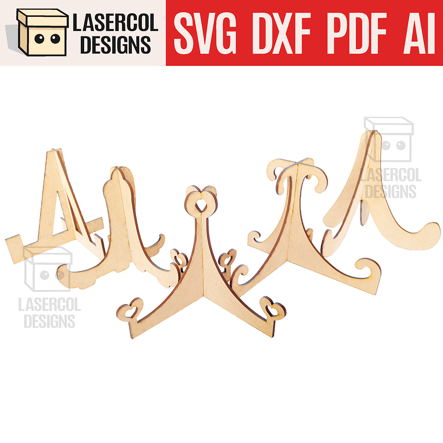 Easel Plate Stand Set 3 - Laser Cut Files product image (1)