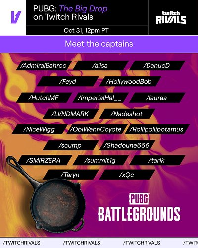 Twitch rivals 100k This Friday ! 

@twitchrivals